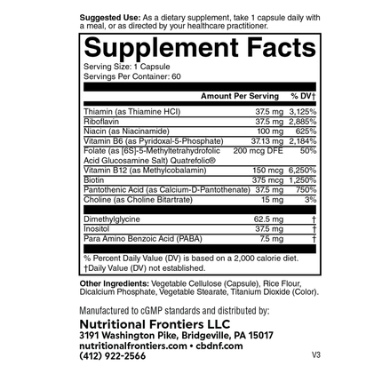 Nutritional Frontiers Super B Complete 60 vegcaps Suppleemnt Facts