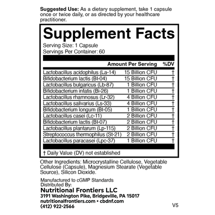 Nutritional Frontiers Super Biotics II 60 vegcaps Supplement Facts 
