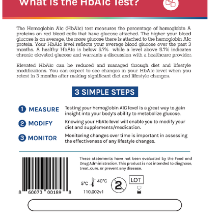 OmegaQuant Hemoglobin A1c (HbA1c) Test Supplement Facts