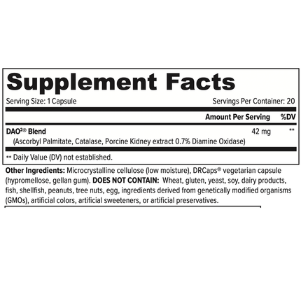 Omne Diem Drink HD 20 caps Supplement Facts 