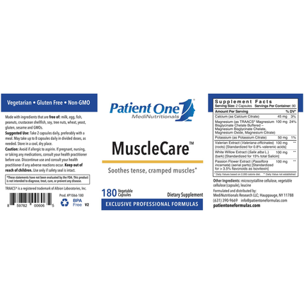 Patient One MediNutritionals MuscleCare 180 caps Supplement Facts