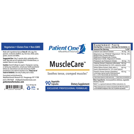 Patient One MediNutritionals MuscleCare 90 caps Supplement Facts
