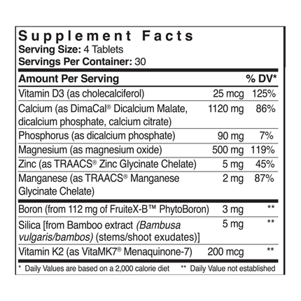 Patient One MediNutritionals OsteoOne 120 tabs Supplement Facts