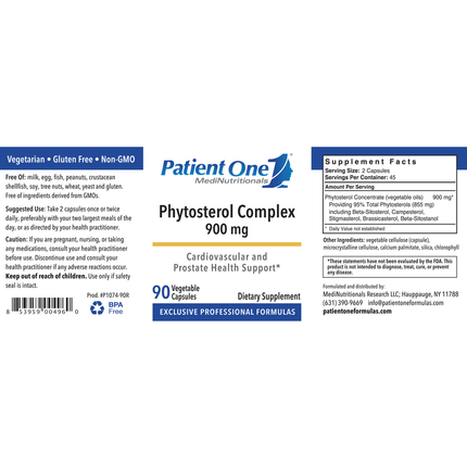 Patient One MediNutritionals Phytosterol Complex 900mg 90 caps Supplement Facts
