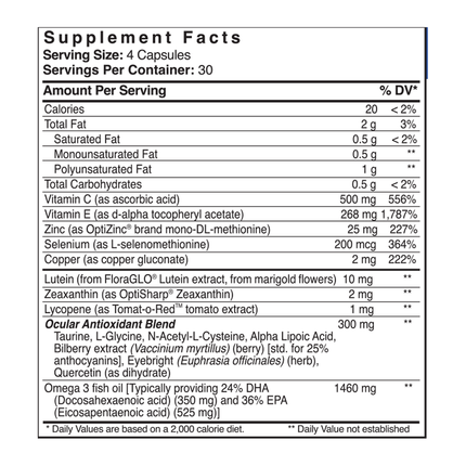 Patient One MediNutritionals VisiOmega Capsules 120 caps Supplement Facts