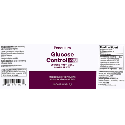 Pendulum Glucose Control Pro 60 caps Supplement Facts