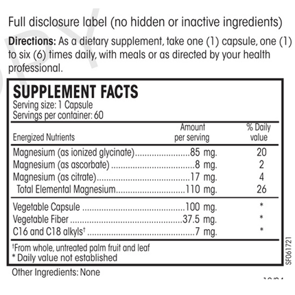 Perque Mg Plus Guard 60 vegcaps Supplement Facts