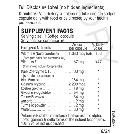 Perque Mito Guard 100 Plus 60 gels Supplement Facts 