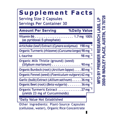 Premier Research Labs BiliVen 60 caps Supplement Facts