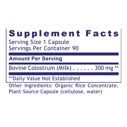 Premier Research Labs Colostrum IgG 90 caps Supplement Facts 
