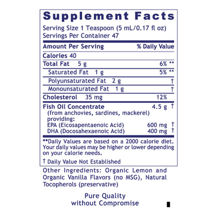Premier Research Labs EPA/DHA Marine Liquid 235 ml Supplement Facts