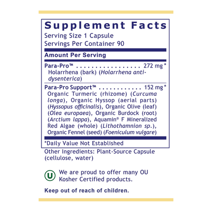 Premier Research Labs ParaStat 90 caps Supplement Facts