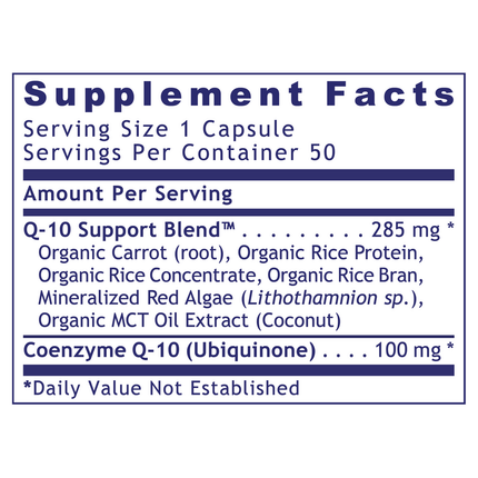 Premier Research Labs Premier CoQ-10 50 caps Supplement Facts