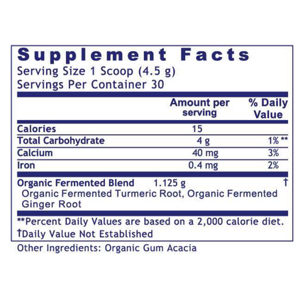 Premier Research Labs Premier Fermented Turmeric 135 grams Supplement Facts