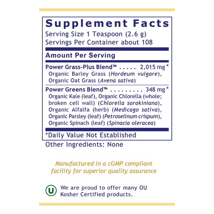 Premier Research Labs Premier Greens 283 grams Supplement Facts