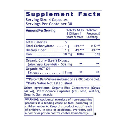 Premier Research Labs Premier Phyto-Iron 120 caps Supplement Facts