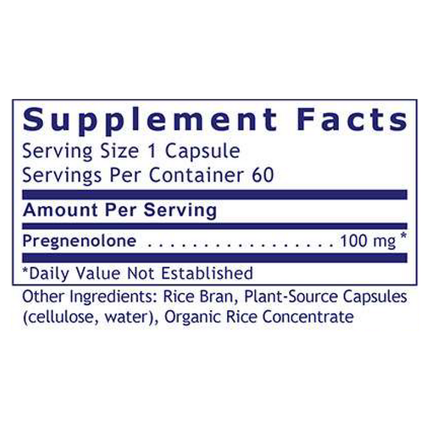 Premier Research Labs Premier Pregnenolone 60 caps Supplement Facts