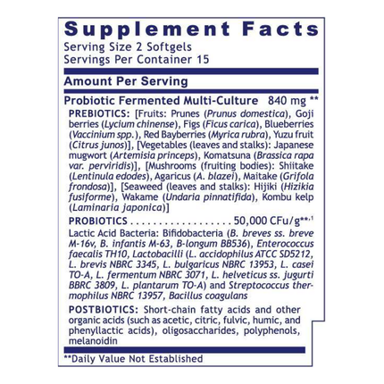 Premier Research Labs Premier Probiotic 30 Caps Supplement Facts