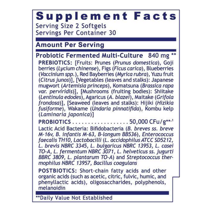 Premier Research Labs Premier Probiotic 60 Caps Supplement Facts
