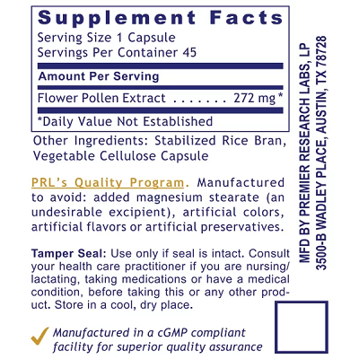 Premier Research Labs UltraPollen 45 caps Supplement Facts
