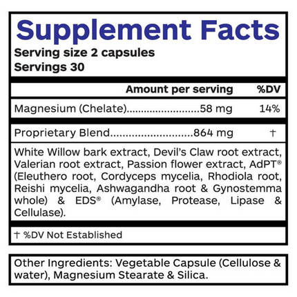 Professional Botanicals Relax All 60 caps Supplement Facts 