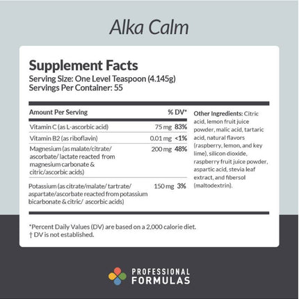 Professional Formulas Alka Calm - 8 OZ. (226g) Supplement Facts