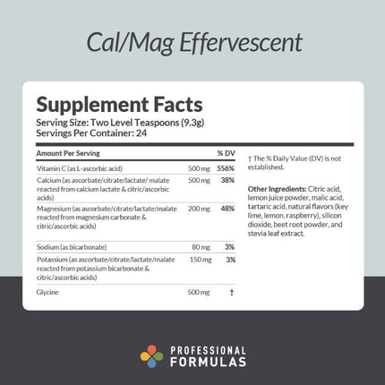 Professional Formulas Cal/Mag Effervescent - 8 OZ. (226g) Supplement Facts