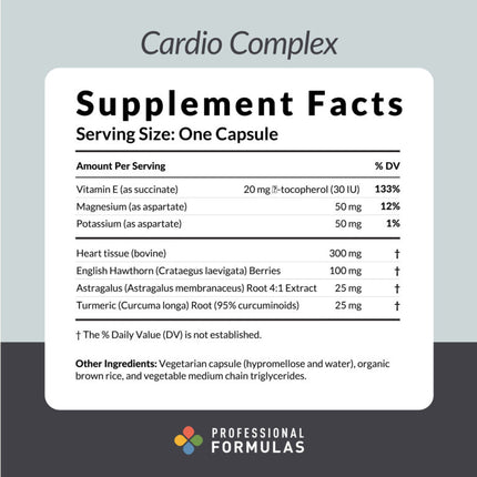 Professional Formulas	Cardio Complex - 120 Capsules Supplement Facts 
