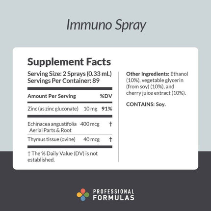 Professional Formulas	Immuno Spray - 1 FL. OZ. (29.5 mL) Supplement Facts
