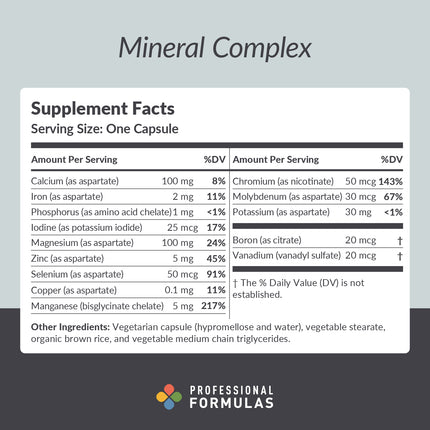 Professional Formulas	Mineral Complex - 60 Capsules Supplement-Facts