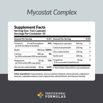 Professional Formulas	Mycostat Complex - 90 Capsules Supplement Facts 