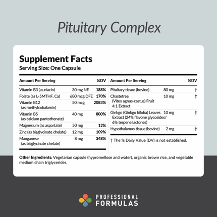 Professional Formulas	Pituitary Complex - 60 Capsules Supplement Facts