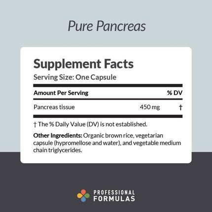 Professional Formulas	Pure Pancreas - 60 Capsules Supplement Facts 