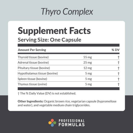 Professional Formulas	Thyro Complex - 60 Capsules Supplement Facts 