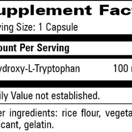 Progressive Labs 5-Hydroxy L-Tryptophan 30 caps Supplement Facts 