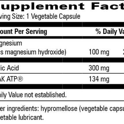 Progressive Labs ATP Energy 90 vcaps Supplement Facts 
