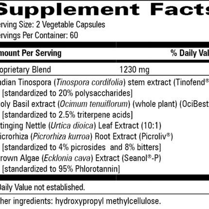 Progressive Labs Allergy Modulator 120 vegcaps Supplement Facts 