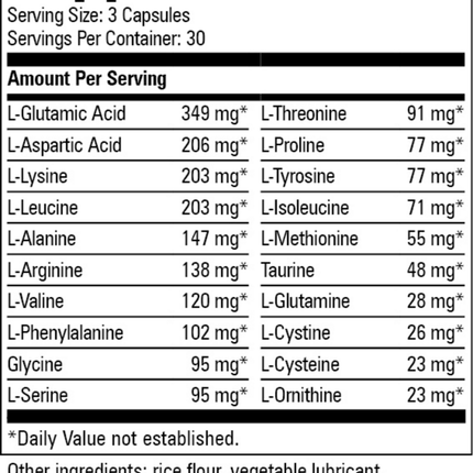 Progressive Labs Amino Blend 90 caps Supplement Facts 