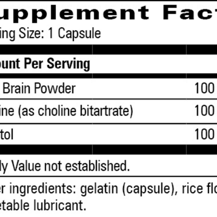 Progressive Labs Brain Concentrate 90 caps Supplement Facts 