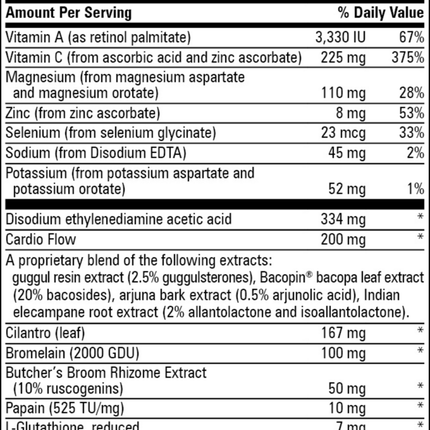 Progressive Labs Cardio Flow 180 caps Supplement Facts 