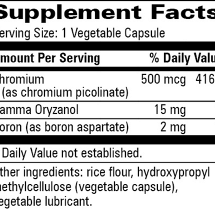 Progressive Labs Chromium Picolinate 500 60 vcaps Supplement Facts 