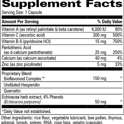 Progressive Labs Coryza Forte 90 caps Supplement Facts 