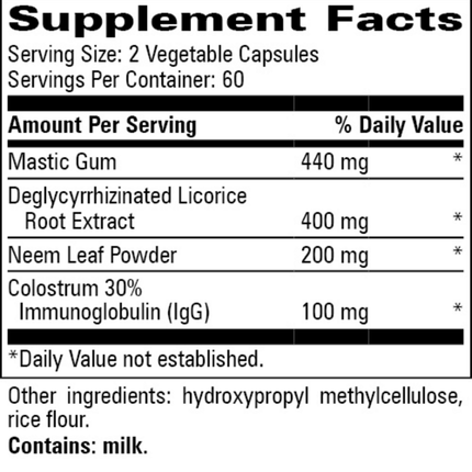 Progressive Labs Gastro Pro 120 vegcaps Supplement Facts 