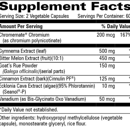 Progressive Labs Gly-Control 120 vcaps Supplement Facts 