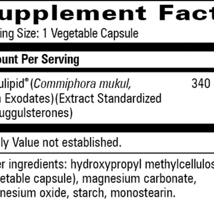 Progressive Labs Gugulipid 90 vcaps Supplement Facts 