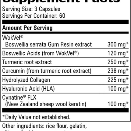 Progressive Labs HLA Joint Support 180 caps Supplement Facts