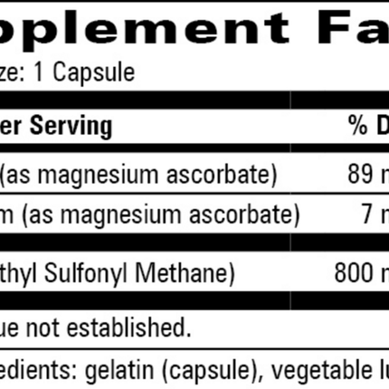 Progressive-Labs MSM Complex 90 caps Supplement  Facts 