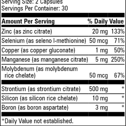 Progressive Labs Osteo-Mins AM 60 caps Supplement Facts