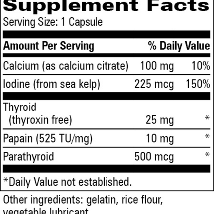 Progressive Labs Para Thyrolate 90 caps Supplement Facts 