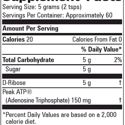 Progressive Labs Peak ATP w/ D-Ribose 309 grams Supplement Facts
